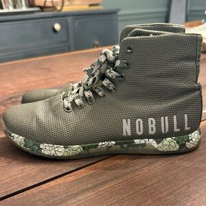 NOBULL Olive High-Top Trainers with Floral Sole